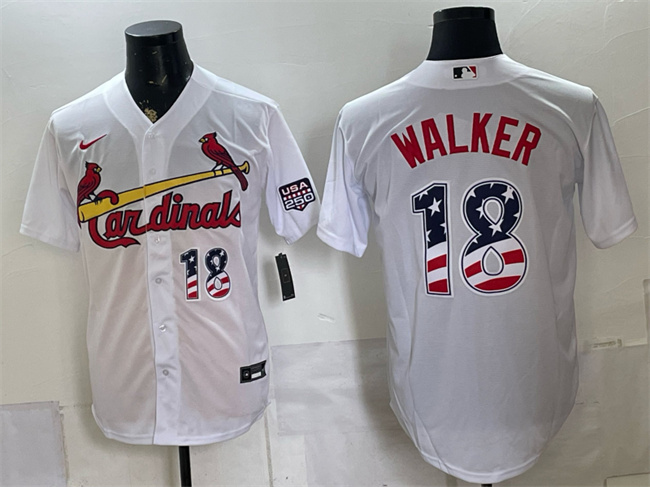 Men's St. Louis Cardinals #18 Jordan Walker Grey USA 250 Fourth of July Stitched Baseball Jersey Men's St. Louis Cardinals #18 Jordan Walker Grey USA 250 Fourth of July Stitched Baseball Jersey